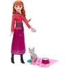Mattel Disney Frozen - Anna e Cucciolo di Lupo, set con bambola Anna e personaggio amico ispirati agli Animali di Arendelle, 4 accessori inclusi, giocattolo per bambini, 3+ anni, JFG17