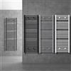 LuxeBath Radiatore da Bagno Sahara 400x1500 mm Termosifone in Acciaio Nero Opaco Dritto Attacco Laterale Scaldasalviette di Design per Bagno Calorifero con Kit di Montaggio Asciugasalviette da Parete