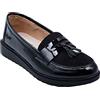 Primtex Mocassini vernice donna suola zeppa comfort interno pelle & nappa, Nero , 38 EU