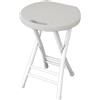 XQJLBZA 48 CM Sgabello da Bar Pieghevole Portatile, Sedia da Bancone in Plastica Senza Schienale, Sgabello per la Colazione con Poggiapiedi e Maniglia(White)
