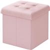 WOLTU Panchetta con Contenitore, Pouf con Cassapanca, Scatola di Ripiano con Coperchio, Pieghevole, 43L, 37,5x38 x37,5cm, Resistenza fino a 300 kg, Tessuto Lino MDF, Rosa