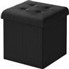 WOLTU Panchetta con Contenitore, Pouf con Cassapanca, Scatola di Ripiano con Coperchio, Pieghevole, 43L, 37,5x38 x37,5cm, Resistenza fino a 300 kg, Tessuto Lino MDF, Nero
