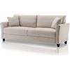 Shally Dogan Divano 3 Posti con Rivestimento in Tessuto e Struttura in Legno Robusta, Sofa Premium Relax con Imbottitura Extra Morbida ad Alta Densità, Altezza Piedini Affusolati 10 cm (Crema)