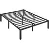 Yaheetech Struttura Letto Matrimoniale 140 x 200 cm a Piattaforma in Metallo Senza Testiera 36,5 cm di Altezza con Contenitore per Camera da Letto in Ferro Battuto Nero