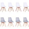 HJhomeheart Sedie Sala da Pranzo, Set di 8 Sedie, Gambe in Legno Massello, Rivestimento Sfoderabile, Sedie Cucina, Sedie Moderne (Bianco+Grigio-8)