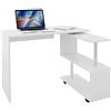 ML DESIGN modern living ML-Design Scrivania Angolare per Computer PC 150x88x75 cm Girevole a 90° Forma di L Tavolo ad Angolo con 4 Ruote Mensola a 3 Ripiani per Casa Ufficio Postazione di Lavoro Design Moderno Bianca