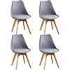 HJhomeheart Sedie Sala da Pranzo, Set di 4 Sedie, Gambe in legno massello, Design Nordico Ergonomico, Sedie Cucina, Sedie Moderne (Grigio-4)