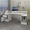ML DESIGN modern living ML-Design Scrivania per Computer con Cassetto Porta Spazio di Archiviazione e Ripiani Aperti 179,8 x 90,6 cm Bianco in Legno Postazione da Lavoro Tavolo per Portatile Mobili da Ufficio