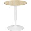 WOLTU Tavolo Alto da Bar Girevole a 360°, Tavolino Rotondo in Legno e Metallo, Tavolo Regolabile in Altezza 70-91cm, da Cucina, Soggiorno, Rovere Chiaro + Bianco
