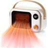 FainFun Riscaldatore d'Ambiente, Mini Stufetta Elettrica Ceramica 1200W, Design antiribaltamento, Stufetta Elettrica Basso Consumo Portatile per Soggiorno, Camera da Letto, Scrivania(Bianco)