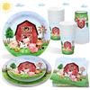 Heboland Set Stoviglie Compleanno Fattoria Serve 25 Ospiti, 100pcs Decorazioni per Feste in Fattoria - Piatti Carta Fattoria Animali Tazza Tovaglioli Decorazioni Compleanno Bambini