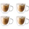 KKPW Tazze da caffè in vetro a doppia parete, 150 ml, tazza da caffè in vetro isolato con manico, tazze trasparenti per americano, latte, bevande, cappuccini, tazze da caffè espressoq