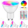 Liuyife 4 Pezzi Faretti LED Multicolore Dimmerabili GU10 Da 5W, Lampadina Che Cambia Colore Con Telecomando, Lampadina Con Riflettore RGB+Bianco Caldo per Illuminazione Quotidiana E Illuminazione D'atmosfera
