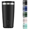 Chilly's Chilly Tazza Termica da Caffè - Tazzine da Caffè con Coperchio e Doppio Fondo - Acciaio Inox - Nero Monocromatico, 500ml