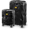 CRASH BAGGAGE Stripe Set | 2 Trolley rigidi da Viaggio (S + L) Bagaglio a mano e Valigia di Design Italiano con Chiusura TSA Certificata e 4 Ruote girevoli 100% in Policarbonato Black