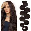 SEGO Extension Adesive Capelli Veri Biadesivo 20 Ciocche Biadesive Tape Invisible senza Clip Remy Human Hair Naturali Mossi Ricci 50g (55cm, #2 Castano Scuro)