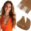 Benehair 45cm Extension Biadesive Capelli Veri Remy Virgin Hair Extension Capelli Veri Naturali 50g Extension Biadesivo, Marrone Chiaro