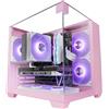 Mars Gaming MC-VISIONM, Case Gaming Compatto MicroATX, Triplo Vetro Temperato, Struttura Doppia Camera, Supporto Raffreddamento Liquido fino a 240mm, Mini-Tower PC con Ampia Capacità Interna, Rosa