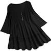 SoLu DAY8 Camicia Cotone E Lino Donna Maniche Lunghe Scollo a V con Bottone Bluse Donna Eleganti Taglie Forti Maglietta Lungo Pizzo Primavera Estate Casual Sport Top (Nero, 5XL)