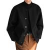 Duohropke Trench cappotto da uomo in lana tweed giacca invernale slim fit trench giacca casual abbigliamento business casual girocollo overcoat, Nero , L