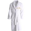 AmiAmarena Accappatoio spa personalizzato con iniziali ricamate. Accappatoio, vestaglia, kimono in spugna di cotone (M, Bianco chiaro)