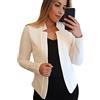 YMING Abito Casual da Ufficio da Donna Giacca Tinta Unita Giacca Aperta sul Davanti Bianco XL