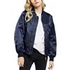 Onsoyours Bomber Giacca da Donna Giubbino Giubbotto da Motocicletta Autunno Inverno Giacca Casual Biker Jacket Cappotto A Blu Navy L
