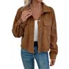 Generic Giacca Casual Tascabile retrò in Velluto a Coste Tinta Unita Autunno da Donna Giubbotto Donna Invernale Piumino Alpinismo Donna (Brown, S)