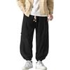 Ambcol Pantaloni Harem larghi larghi casual da uomo Elastico in velluto a coste Goccia Cavallo Hip Hop Streetwear, D- nero., M