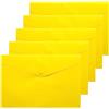eco-eco A4+, cartelline trasparenti riciclate con bottone a pressione, 50% riciclate, cartelline in plastica (confezione da 5), giallo, eco035YELLOW