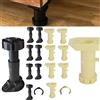 SQAQS 16 Gambe + 8 Clip Piedini per Mobili, Scalabile 100-130mm, Regolabili in Altezza in Plastica per Armadietti da Cucina e Armadietti, con Base/Battiscopa, con Staffa di Fissaggio