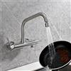 BuntHaus Rubinetto Lavello Cucina a Muro con Attacco 3/4, Miscelatore Cucina con 2 Tipi di Getto, Girevole a 360°, Scarico dell'Acqua Ruota di 120°, Acciaio Inox, Altezza Totale 240mm