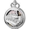ManChDa Orologio da tasca - Orologio da tasca speciale 3D treno ferrovia a vapore copertura antica Steampunk orologio da tasca e catena orologio da taschino al quarzo vintage da uomo + confezione