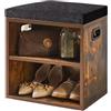 YMYNY Panca Scarpiera con cuscino, Porta Scarpe a 2 livelli con sedile imbottito, armadio regolabile Shoe Organizer per ingresso, soggiorno, corridoio, armadio, 42H*39L*28Wcm, marrone rustico,HBD028H