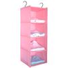 BrilliantJo Organizer Armadio, avanzato Portattuto da Appendere con 4 Scomparti con 2 Ganci Organizzatore Armadio da 30 x 30 x 84 cm, Rosa