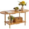 Aibiju Tavolino da tè in Legno Design di Giunzione, Tavolino da caffè a 2 Livelli per Soggiorno, Supporto da Tavolo TV 35x16x17 Pollici con Ripiano Colore Legno Naturale YD-011N
