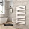 Heilmetz Scaldasalviette elettrico bagno a tubo piatto 899 x 500 mm，Radiatore portasciugamani monofacciale ，attacco laterale per portasciugamani ad acqua calda, Bianco