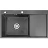 Omeere, 86 x 50 x 21, lavello da cucina, acciaio inox 304, spessore del materiale: 0,8 mm, lavello, lavello, lavello da incasso, rettangolare, 1 vasca, troppopieno, scolapiatti, nero