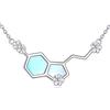 ONEFINITY Collana con molecola di serotonina da donna, in argento Sterling 925, collana di serotonina, gioielli scientifici e chimici, argento Sterling, pietra di luna finta