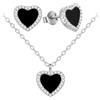 Evensee Set Orecchini e Collana Cuore Argento 925 con Onice Nero