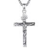INFUSEU Gesù Collana per Gli Uomini, Argento 925 Croce Pendente Crocifisso Gioielli Ortodossi Protezione Religiosa Cattolica per Gli Uomo Donne