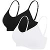 Vertvie - Reggiseno sportivo da donna, 2/3/4 pezzi, senza ferretto, imbottito senza cuciture, reggiseno a basso supporto nero/bianco. M