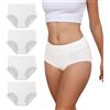 Dumwis Mutande Donna Cotone Vita Alta Slip Donna Cotone Pacco da 4 Traspirante Culotte Donna Comode Mutandine Elasticizzato Morbide Intimo (S-3XL)