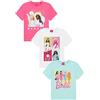 Barbie Confezione da 3 magliette da ragazza multipack, rosa, 3-4 Anni