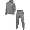 Nike Tuta Grafica Da Uomo Con Cappuccio Club Fleece, Dk Grey Heather/White, FB7296-063, XS