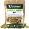 Amoseeds Yerba Maté BIO 1KG | Maté verde non affumicato | 100% foglie, senza steli | Energia, alternativa al caffè | Qualità superiore