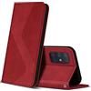ZONNAVI Cover per Samsung Galaxy A71, Flip Custodia Pelle PU con [Slot Cart] [Supporto Stand] [Magnetica], Cover a Libro Portafoglio per Samsung Galaxy A71 (Rosso)