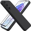 HHUIWIND Cover Compatibile con Samsung Galaxy A55 5G (6.6) e Vetro Temperato,Custodia Samsung Galaxy A55 5G Morbido Silicone Liquida TPU Protettivo Ultra Slim Case - Nero