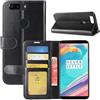 HualuBro Custodia OnePlus 5T, [Intorno Protezione] Custodia in Pelle PU Leather Portafoglio Wallet Protettiva Case Flip Cover per OnePlus 5T Smartphone (Nero)