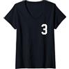 Sports Numbers Store Donna Numero 3 college sport stile in bianco Maglietta con Collo a V